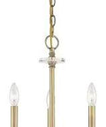 Bancroft Three Light Mini Chandelier In Antique Brass Finish With Clear Bobeche Crystals Dope Transitional Farmhouse Style
