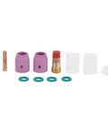 Pro Grade Welding Accessory Kit With Glass Gas Lens Set, Ceramic Nozzles, Copper Components, 12 Pieces, 2.4mm Tips For WP17 WP18 WP26