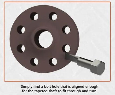 Pair Of 3/4 Inch Flange Alignment Pins In Black 4140 Steel Heat Treated For Heavy Duty Misalignment Fix inserted in flange