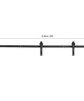 Heavy Duty Dual Deck Sliding Barn Door Kit With Silent Rollers And Track System For Interior Doors In Closet Wardrobe And Kitchen Carbon Steel Construction Two Point Four Four Meter Eight Foot Long Complete Installation Kit shown.