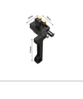 Slick Fit Aluminum Router Table Fence With T Track Slots Adjustable Flip Stop And Precision Miter Head Dual Measurement Lines For Nailing Woodworking Projects Fast, adjustable black metal flip stop detail.