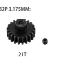 Beefy 3.175mm Pinion Gear Set 21T 32P Steel Teeth for 1/10 RC Crawler Trucks with screw, compatible with Traxxas, Arrma, HSP