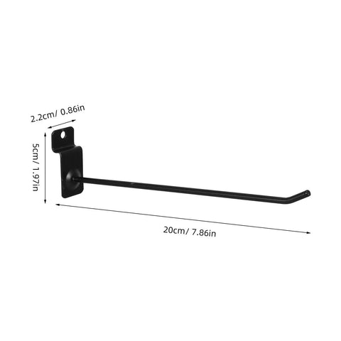 Heavy Duty Wall Mounted Storage Hooks For Slatwall And Garage Organization, 20cm black steel rod, side view