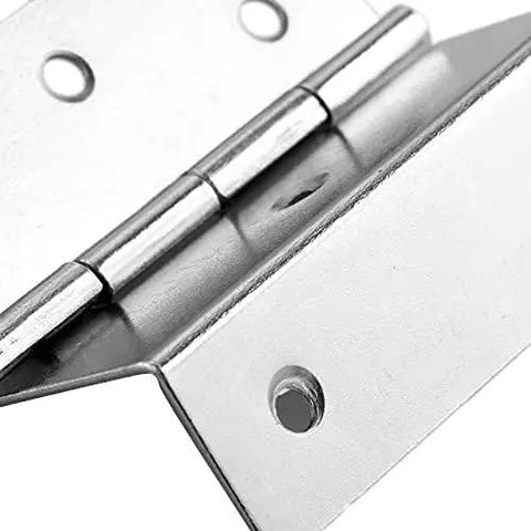 Close-up of Vintage 59mm 6 Hole Three Fold Cabinet Door Hinge Set for DIY Jewelry Boxes in durable zinc alloy, showing hinge detail.