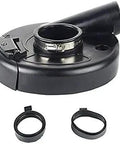 Grinder Vacuum Shroud Cover for 7 Inch Angle Grinders Universal Dust Shield for Hand Grinders and Polishers Rubber and Plastic Construction Converts Easily for Cleaner No Fuss Work, shown with four positioning rings