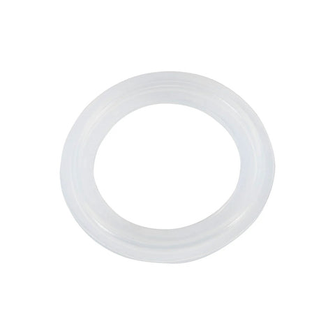 Front view of white silicone gasket for 1.5-inch sanitary tri-clamp fittings.