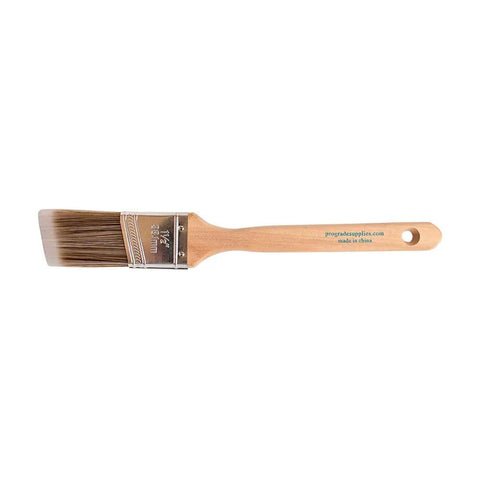 Single brush from 12 Pack One Point Five Inch Angle Paint Brushes With Thick Synthetic Filament For Quick Cut Ins On Walls And Trim Durable Wooden