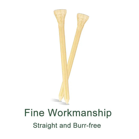 Two bamboo golf tees three and one quarter inch long from 110 pack, eco-friendly biodegradable durable tall tees for stable drives.