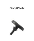 Round Rubber Bumper With Pull Through Mount For One Eighth Inch Hole In One Eighth Inch Thick Material Seven Eighths Inch Diameter side view.