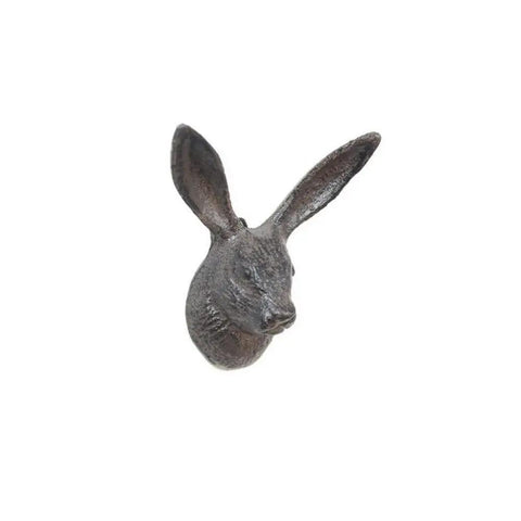 Vintage Cast Iron Rabbit Wall Hook Hella Sturdy Rustic Home Decor dang solid design with detailed rabbit head, handcrafted.