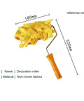 Heavy Duty 7 Inch Texture Paint Roller With Non Woven Pattern Grip For Wall Embossing Home Interior Decorating Projects, yellow roller.