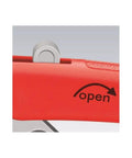 Close-up of open lever on auto adjusting water pump pliers with self adjusting jaw for quick one handed use and fine adjustment.
