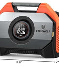 ETENWOLF VORTEX S6 cordless tire inflator portable air compressor, vivid orange and black with circular digital gauge