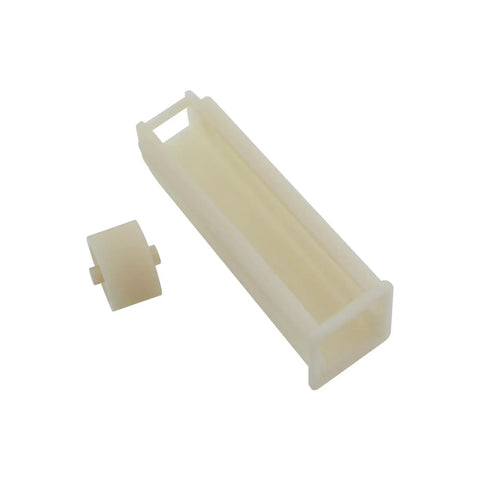 Single plastic piece from Six Pack White Tube Clamp Set For Water Flow Control Thin Walled Silicone Hose Clamps, disassembled view