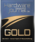 HardwareJournal.de Gold badge logo with blue top and black background