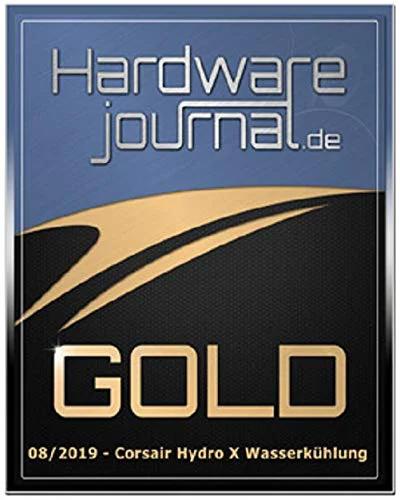 HardwareJournal.de Gold badge logo with blue top and black background