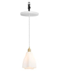 Kiven Instant Light Conversion Kit for 4/5/6inch Hole, 1-Light Glass Farmhouse pendant light in white and brass finish.