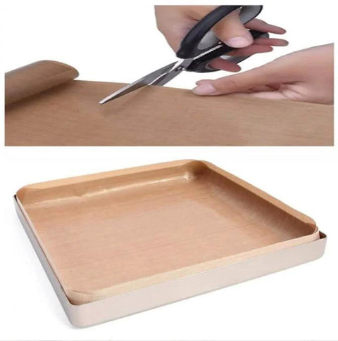 Cutting Five Pack Teflon Baking Sheets 12x16 Inch Nonstick Reusable Liners for oven microwave crafting, heat safe to 482°F