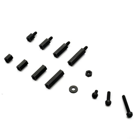320 Pcs Nylon M3 Hex Spacer Standoff Bulk Pack With Screws Nuts Washers For PCB And Motherboard Assembly Male And Female Threaded Pillars Durable Non Conductive Insulating Spacers Easy Install Black, assorted black standoffs and screws