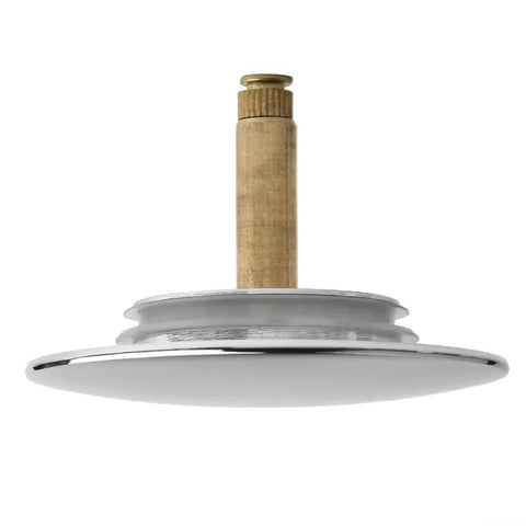 Bath Basin Waste Stopper 70mm Diameter, Adjustable Pop-Up Drain-Plug shown from the top with a flat seal and metal stem.