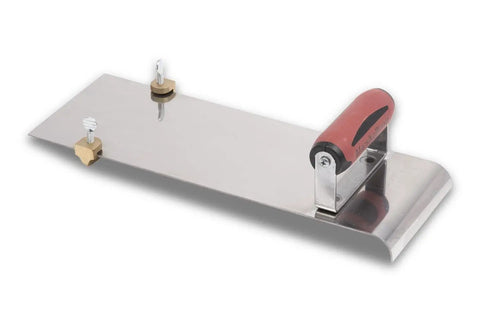Beefy Stainless Steel Hand Edger With Adjustable Groover For Concrete Slabs, 14 Inch By 5 Inch Blade, Curved Design, 3489D