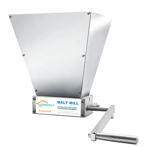 Two Roller Malt Mill For Homebrew Stainless Steel Grain Crusher With Adjustable Gap Manual Hand Crank Malted Barley Grinder Durable Anti Corrosion Construction For Consistent Grind And Fresh Mash Every Brew