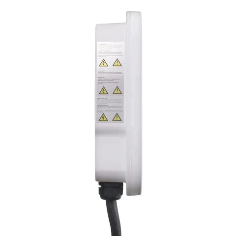 Side view of Beefy Level 2 EV Charger With 48 Amp Output And 11.6 kW Power, 18 Foot Cable, Indoor Outdoor Hardwired EV Station