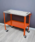 Rugged 36 By 18 Inches Welding Table On Wheels With 1200 Pound Load Capacity Portable Metal Workbench With Locking Brakes
