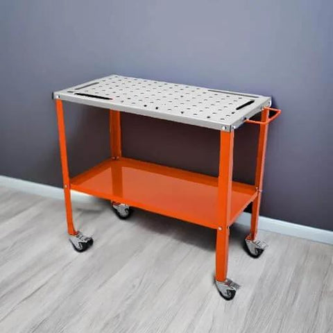 Rugged 36 By 18 Inches Welding Table On Wheels With 1200 Pound Load Capacity Portable Metal Workbench With Locking Brakes