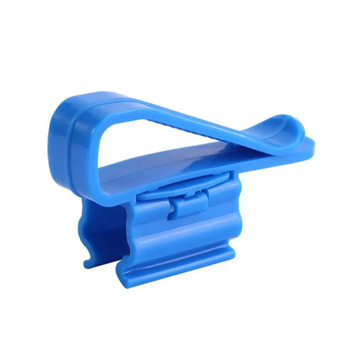 Blue adjustable hose clip holder for aquariums, buckets, and tanks, sturdy mount clamp fits 0.31-0.62 inch hoses.