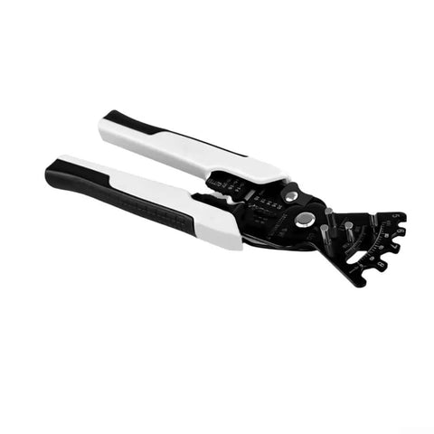 Five Function Electrician Hand Tool with wire cutter, insulation stripper, built-in wrench, angle bending scale, quick grip design