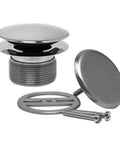 Universal Bath Waste And Overflow Replacement Trim Kit With Heavy Duty Receptor Base Drain components including chrome plug and screws.