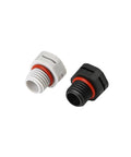 Tough As Nails Heavy Duty Waterproof Nylon Vent Plugs For Machinery And Pipeline Sealing Breathable IP68 Pressure Relief Valve Slick 10 Piece Pack Black M12x15, two vent plugs in black and white.