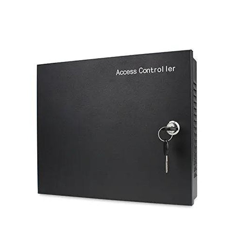 No-Nonsense Four Door Access Control System With TCP/IP Wiegand Panel And Remote Open shown in black metal casing with key