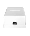 Dual Port Surface Mount Phone Jack Box Featuring Rock Solid Rj11 Terminals For Hassle Free Wall Wiring Straight Up Easy Install side view