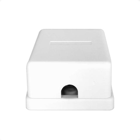 Dual Port Surface Mount Phone Jack Box Featuring Rock Solid Rj11 Terminals For Hassle Free Wall Wiring Straight Up Easy Install side view