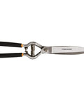 Pro Grade Forged Grass Shears For Precise Edging And Thick Sod Spring Action Opens Blades After Each Cut with black handles