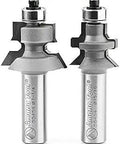 Two Piece Pro Grade Carbide Tipped Flooring Router Bit Set 1-1/4 Inch Diameter 45 Degree Bevel showing both bits
