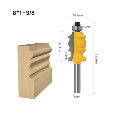 6mm Router Bits Set With Carbide Molding Trimming Cutter Wood Milling Tool Featuring 1/4 Inch Shank with detailed dimensions.