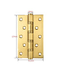Gold door hinge with dimensions, 127mm x 76.2mm, part of Three Pack Soft Close Door Hinges For Cabinets And Closets, Thickened Quiet Flat Hinge.