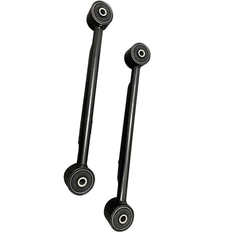 4 Piece Rear Suspension Upper And Lower Trailing Control Arm Kit For Left And Right Fits 2002 2009 Chevy Trailblazer GMC Envoy Buick Rainier Saab 9 7X Without Air Suspension, showing two metal control arms.