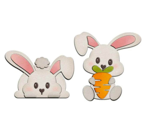Bunny Shaped Metal Die Cuts Set For DIY Card Making And Scrapbooking, two-piece high carbon steel cutting dies in bunny design, 13 x 9.7 cm
