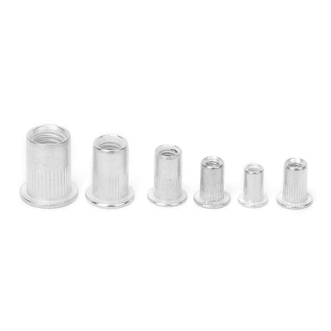 Heavy Duty Aluminum Rivet Nut Kit M3 Through M8 Threaded Inserts for Sheet Metal and Automotive Projects 150 Piece Set