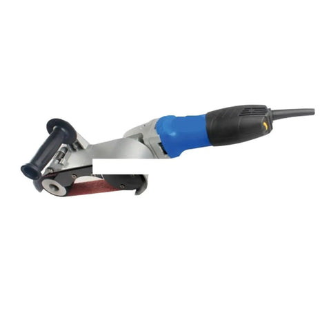 Handheld Pipe Belt Sander And Tube Polisher For Circular Grinding And Rust Removal On Round Metal Pipes, featuring ergonomic handle.
