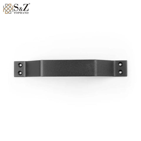 Top view of 9 Inch Sliding Barn Door Handle Set In Black Frosted Finish, Heavy Duty Carbon Steel Door Pull