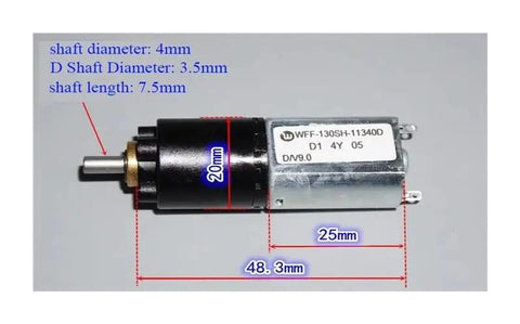 Badass 20mm Dc Micro Motor With 130 1 Planetary Gearbox And Knockout Slow Speed Control Perfect For Diy Robot Car Projects Featuring Smooth Three Stage Gear Reduction And Hella Torque Supports 3V 5V 6V 9V with detailed dimensions shown.