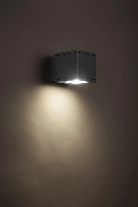 Rubix LED Outdoor Wall Light Fixture Dark Sky Friendly Single Light 3000K Warm White Brushed Aluminum Mounted on Wall