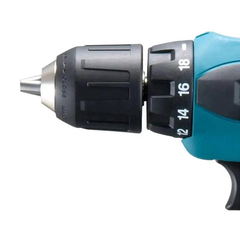 Close-up of Portable 12V Cordless Drill and Electric Screwdriver with fast snap chuck, ideal for wood drilling and tight spaces.