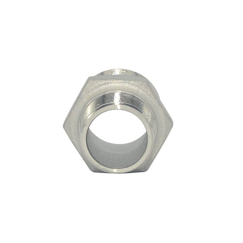 Front view of 1 Inch To Three Quarter Inch Male Hex Nipple Threaded Reducer Connector Pipe Fitting Adapter Stainless Steel 304 NPT.