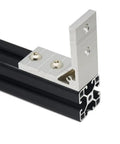 Close-up of Two Pack 400mm 4040 T Slot Aluminum Extrusion Black Anodized European Standard with corner bracket detail
